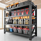 48" W Storage Shelves, 3000LBS Garage Shelving Heavy Duty Metal Adjustable Garage Shelves, Shelving Units Industrial Shelving for Warehouse, 48" W x 24" D x 69" H, Black