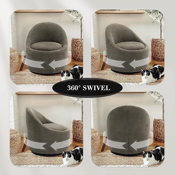 COLAMY Swivel Accent Chair Set of 2, 360° Swivel Round Chair with Hidden Storage, Modern Small Barrel Armchair for Living Room/Bedroom, Green