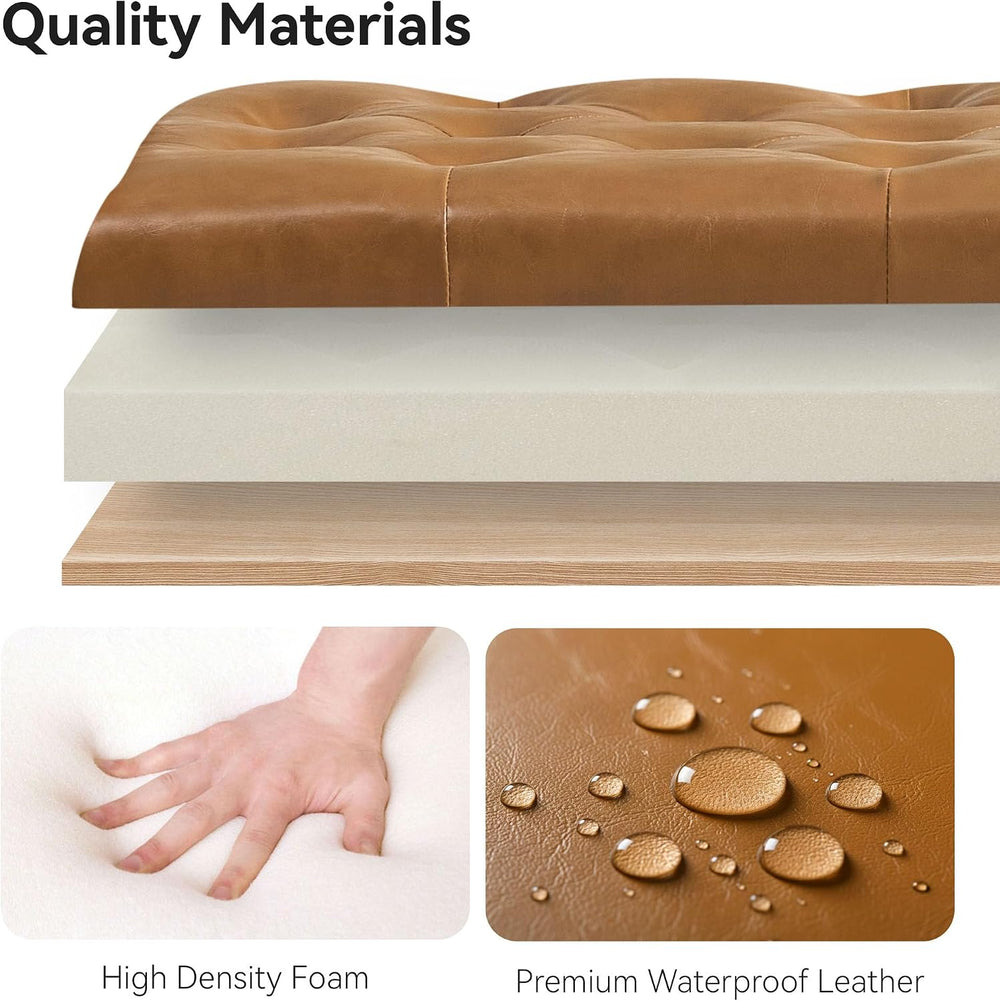 WUTUTUEE 47" Modern Water-Resistant Faux Leather Storage Ottoman Bench w...