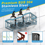 EUDELE 5-Pack Rustproof Stainless Steel Shower Caddy – No Drill Adhesive Bathroom Organizer with Large Capacity, Spacious Shower Shelves for Inside Shower, Kitchen & Home Decor Storage-XL Size