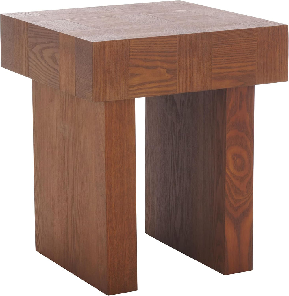SAFAVIEH Home Collection Famoni Walnut Brown 2-Leg Square Top End Table