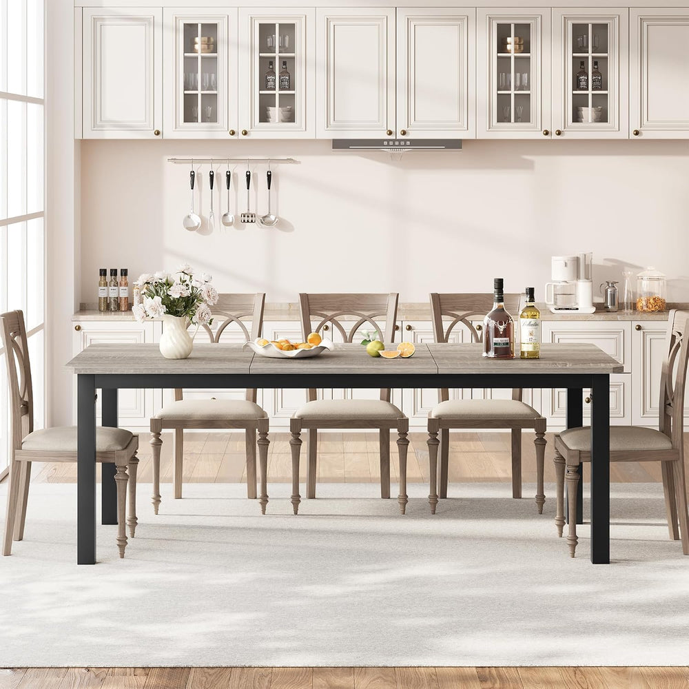 IDEALHOUSE 78.7" Long Rectangle Dining Table for 6-8 People, Industrial ...