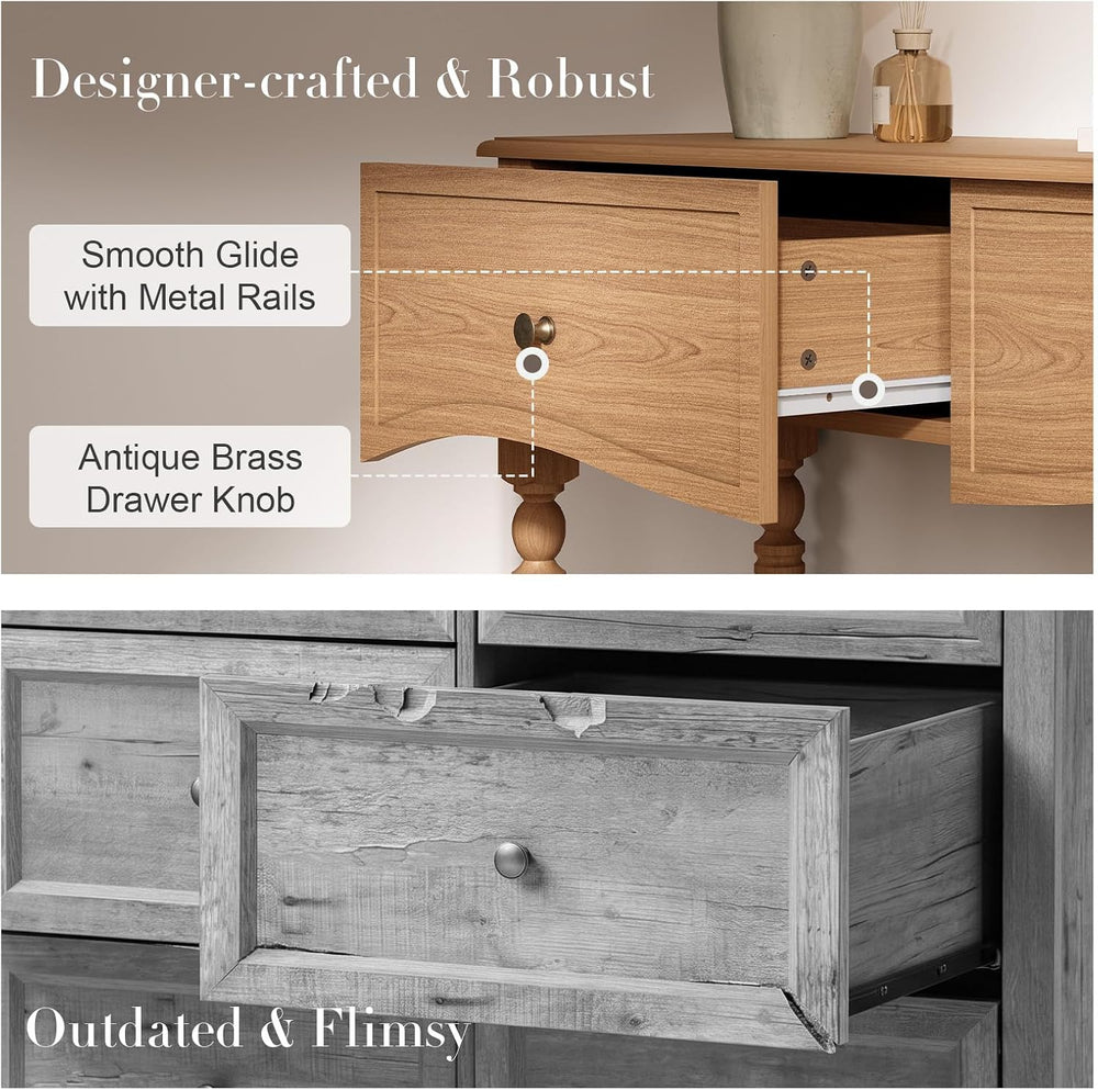 JOINICE Console Table with Scalloped Drawers for Entry Way, Living Room | Nar...