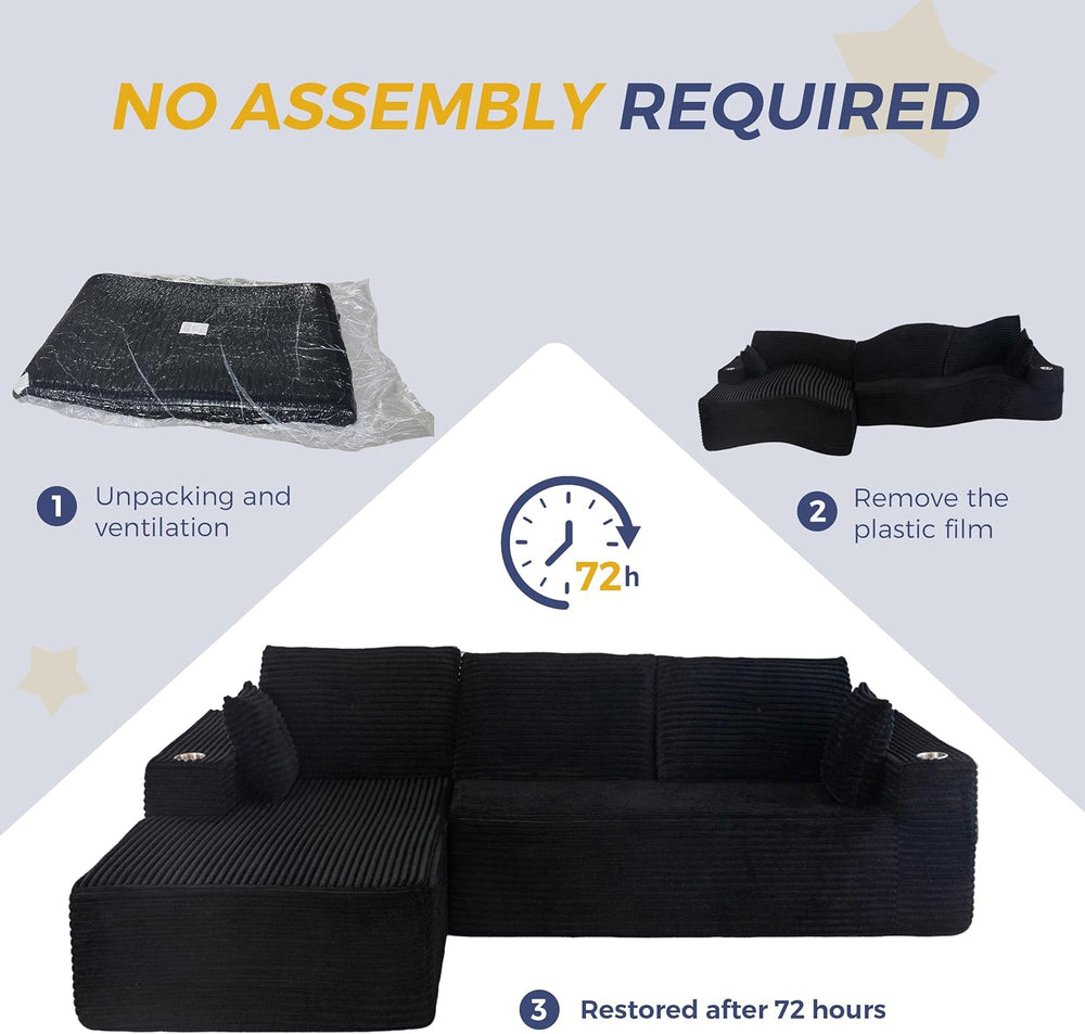 MAXYOYO 104" Modular Sectional Couch with L-Shape Chaise, Modern Couch f...
