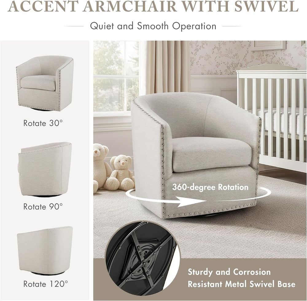 Madison Park Swivel Barrel Accent Chair, Upholstered Curved Back with 7-Inch ...