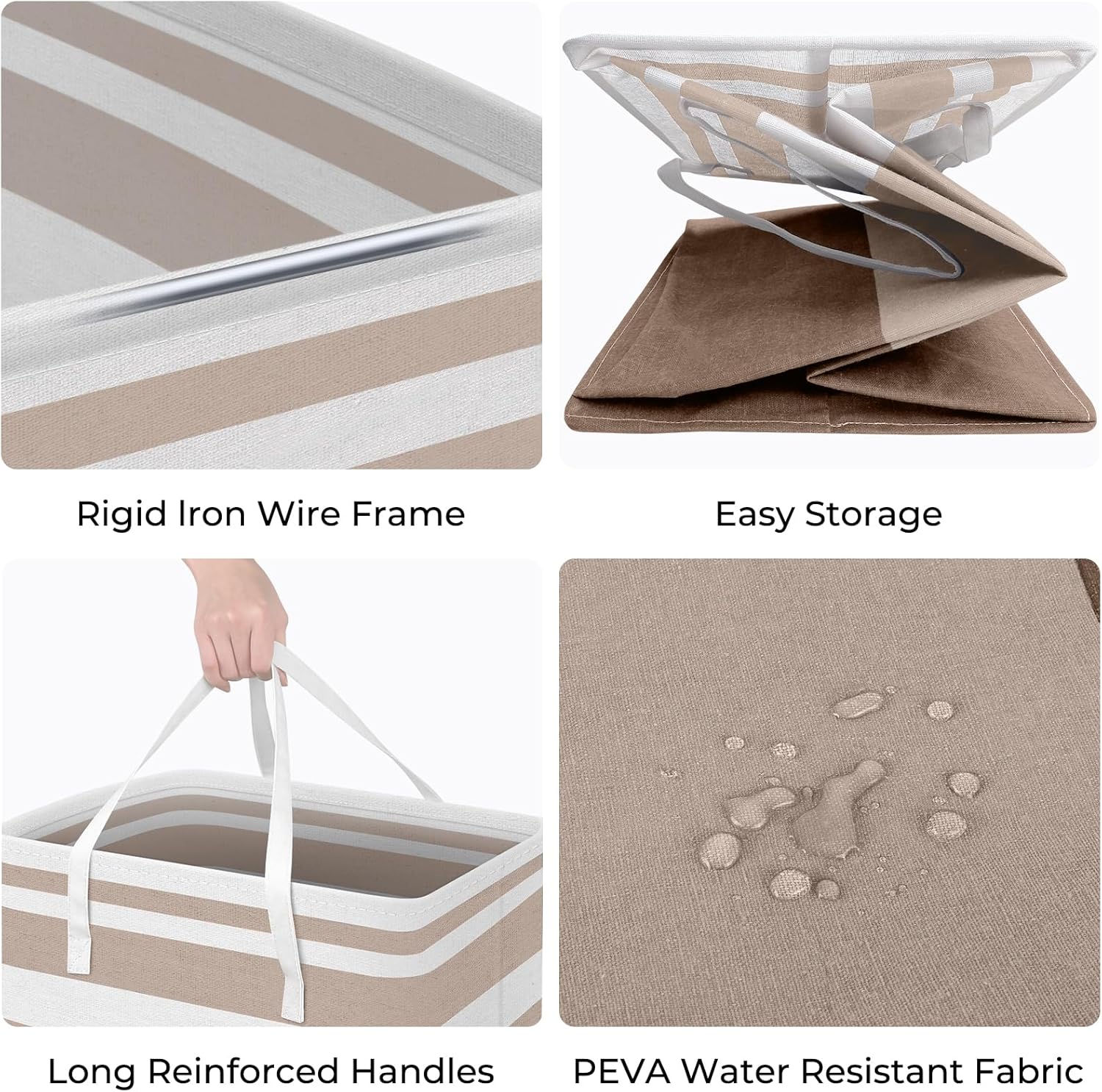 HomeHacks 2-Pack Large Laundry Basket, Waterproof, Freestanding Laundry Hamper, Collapsible Tall Clothes Hamper with Extended Handles for Clothes Toys in the Dorm and Family (Brown, 75L)