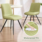 Dining Chairs Set of 5, Modern Dining Chairs with Thick Cushions, PU Leather Upholstered Kitchen Dining Room Chairs with Metal Legs for Dining Living Room (Green)