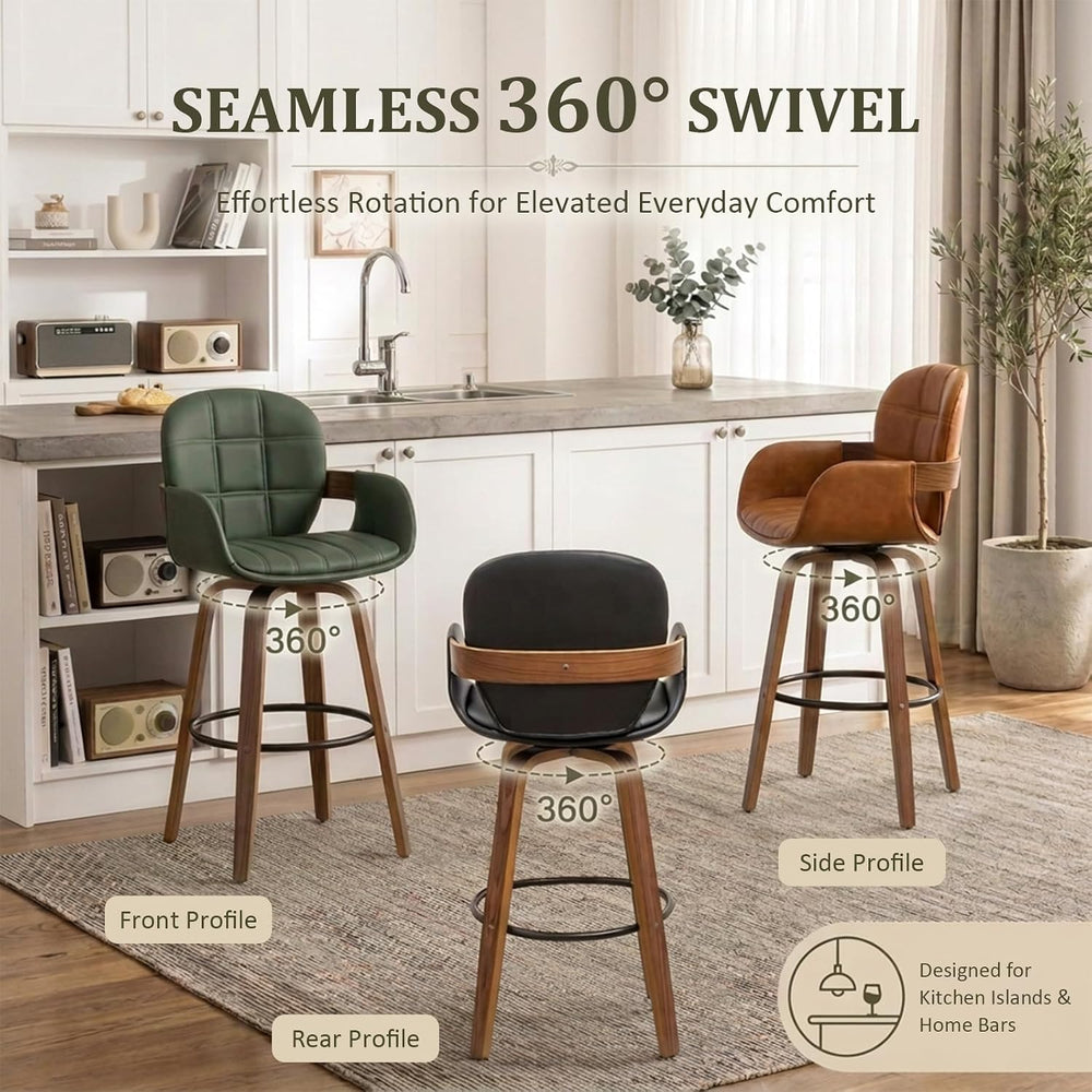 Mid Century Modern Bar Stools, Bar Height Stools with Walnut Finish