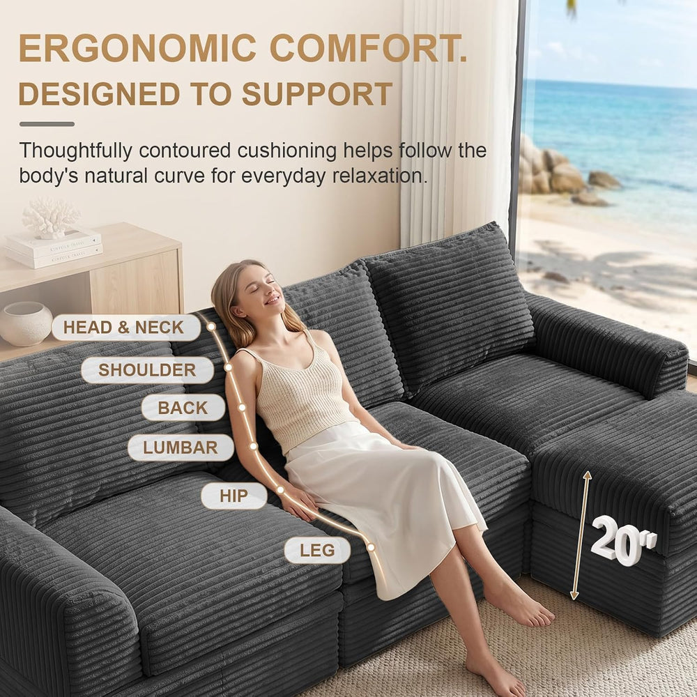 Upgraded Couch with Storage, Sectional Couches for Living Room, L-Shaped Modu...