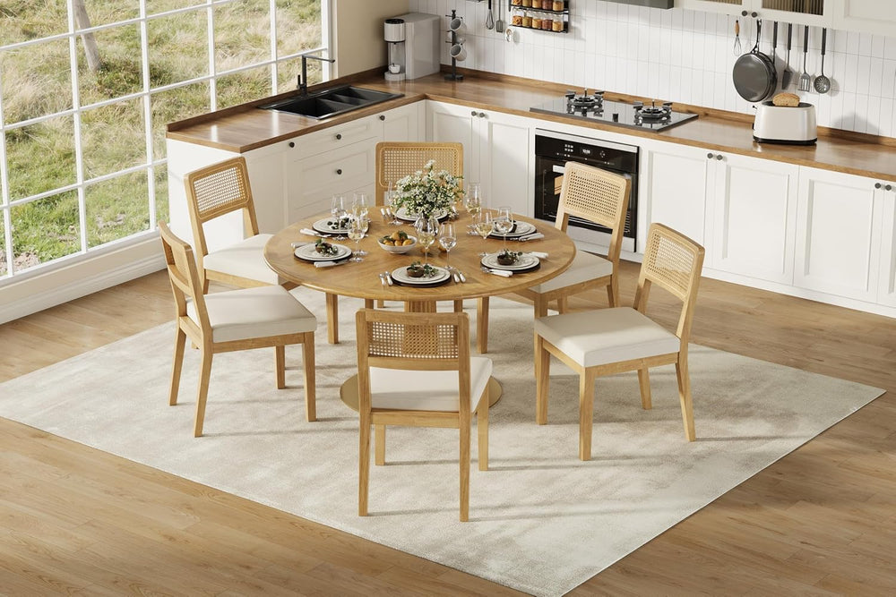 GarveeHome Rattan Dining Chairs Set of 6, French Country Kitchen Chairs with ...