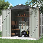 Flamaker 6x4 FT Storage Shed Waterproof Metal Garden Shed with Lockable Door Utility Tool Shed Outdoor Storage for Backyard, Patio and Lawn, Brown