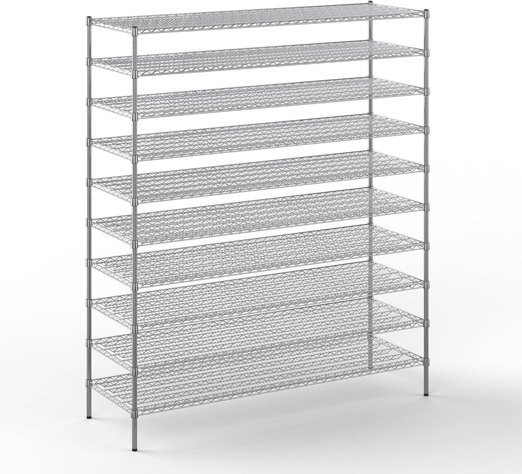 24" Deep x 72" Wide x 86" Height Wire Shelving Kit | 10-Tier | NSF Commercial Storage Rack Unit