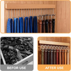 Yookeer 2 Pack Belt Organizer Pull out for Closet Belt Hanger Wall Mounted 16.1 Inch Valet Rods Ties Racks Extending with 12 Metal Hooks for Hanging Tank Tops Scarf Bras Key Storage Hanger Accessories