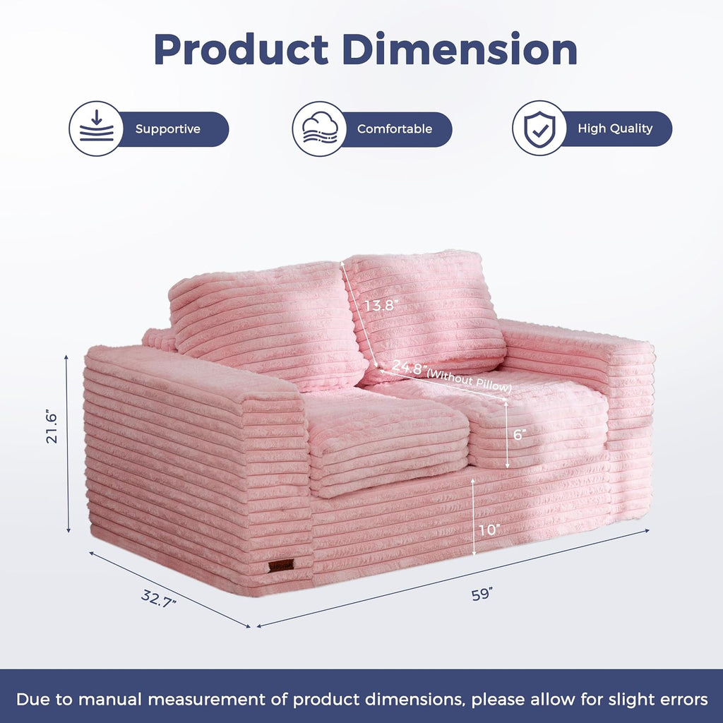 MAXYOYO Bean Bag Chair, Boneless Couch with Armrests, Pillows & Foam | Plush Foam Filled Lounge Chair, Supportive Comfort for Relaxing, Reading or Gaming in Living Rooms and Bedrooms, Beige