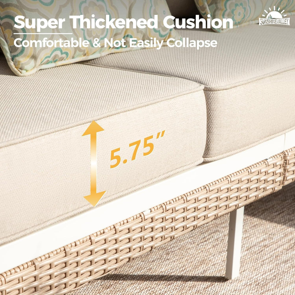 SUNSHINE VALLEY Metal Patio Furniture Sofa with 5.75" Extra Thick Cushio...