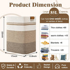 Laundry Hamper, 85L Tall Laundry Basket with Leather Handles, Rectangle Large Clothes Hamper for Organizing, Cotton Woven Laundry Baskets Storage Hampers for Bedroom, Nursery, Living Room