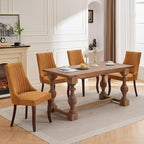 Gold Mid Century Dining Chairs Set of 2, Modern Kitchen & Dining Room Chairs Set of 2, Linen Upholstered Kitchen Chairs, Sillas de Comedor, Wood Legs (Yellow, 2 Pcs)