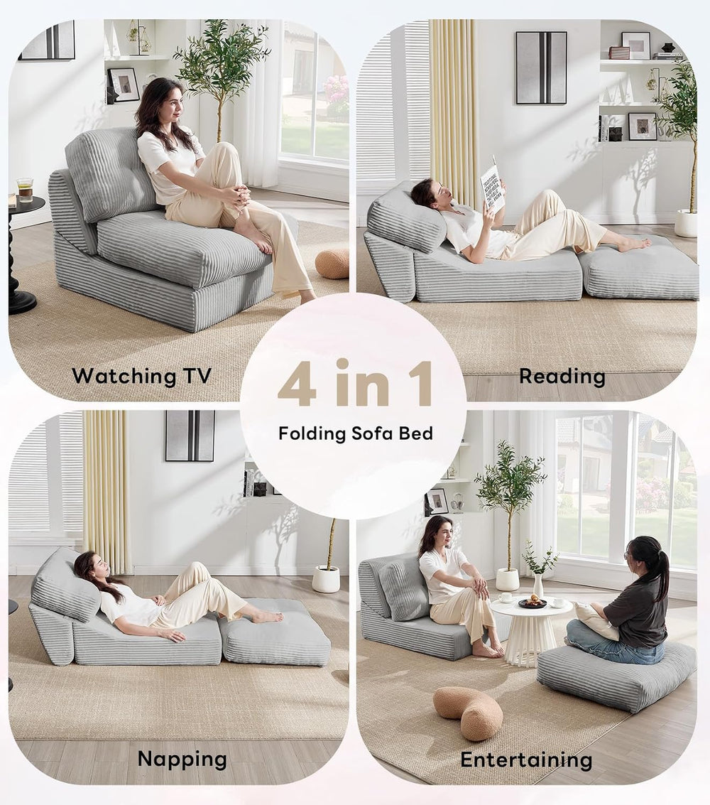 35.8'' Folding Sofa Bed, Convertible Sleeper Chair with Large Pillow,...