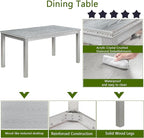 KEIKI 6-Piece Standard Height Dining Table Set with Rectangular Table, 4 Upholstered Chair, Bench, for 6 Person, Crystal Decoration Table Set, Easy Assembly, for Kitchen, Dining Room, Silver Grey