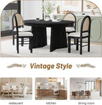 Ball & Cast Retro 5 Pieces Dining Table Set with 4 Upholstered Chairs,Kitchen Table and Chairs for 4 W/ 58" Round Extendable Kitchen Desk,for Small Space,Apartment,Dining Room,Espresso
