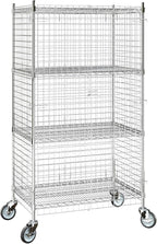 24"x36"x70" Metal Wire Chrome Security Heavy Duty Commercial NSF Certified Storage Unit | Mobile Wire Security Cage Kit