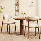 Kitchen Dining Chairs Set of 4 Modern Upholstered Leather Farmhouse Dining Room Chair with Metal Legs, Walnut/Beige