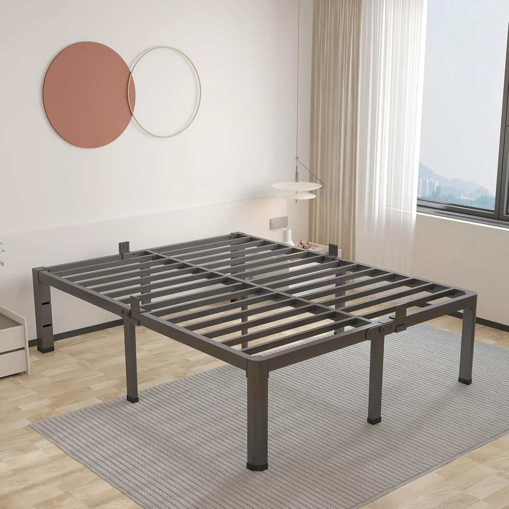 ROIL 20 Inch Queen Bed Frame with Rounded Corner & 4 Mattress Baffles