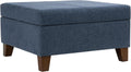 HomePop Harper Luxury 28" Storage Ottoman - Blue Woven Fabric