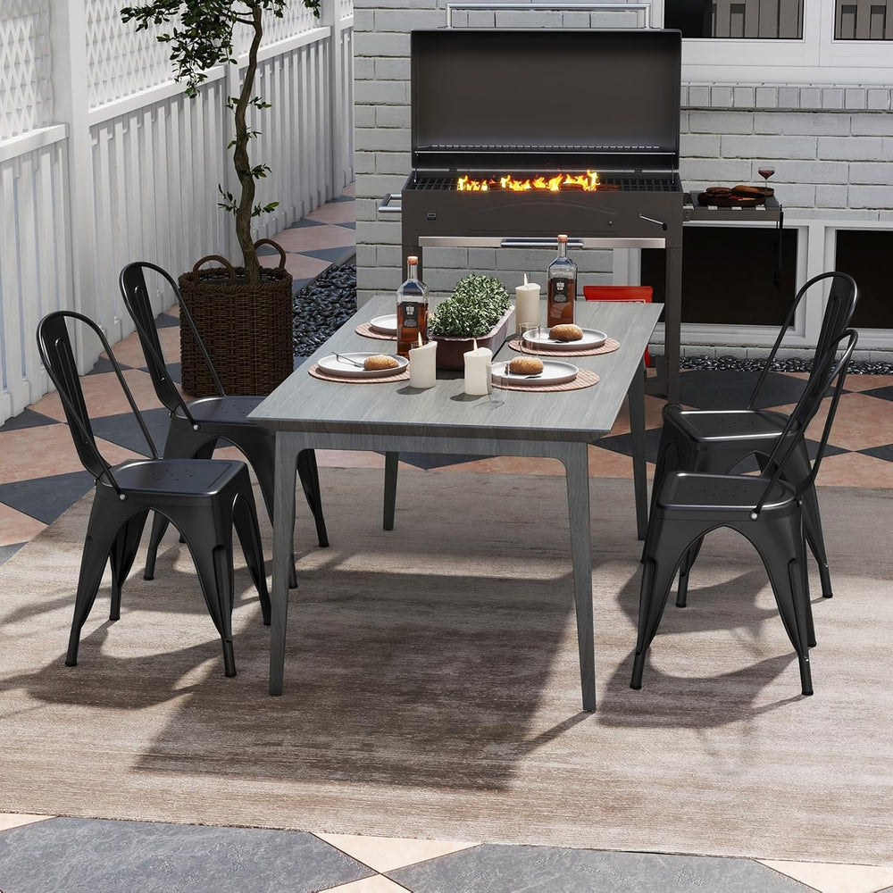 Giantex Metal Dining Chairs Set of 4, Farmhouse Kitchen Chairs with Removable...