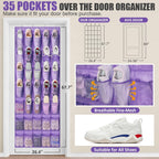 Tiblue Over The Door Shoe Organizer - 35 Mesh Pockets, Hanging Shoe Rack & Holder For Sneakers, Women's High Heels, Lavender