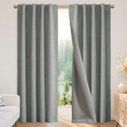 Joydeco Blackout Curtains for Bedroom - 100% Light Blocking 2 Panels Light Grey Drapes 42" W x 63" L, Thermal Insulated Room Darkening Curtains, Linen Textured for Living Room, Rod Pocket & Back Tabs