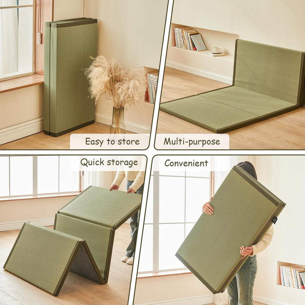 HAGiHARA Japanese Tatami Mat, Folding Rush Grass Floor Mattress | Extra Long ...