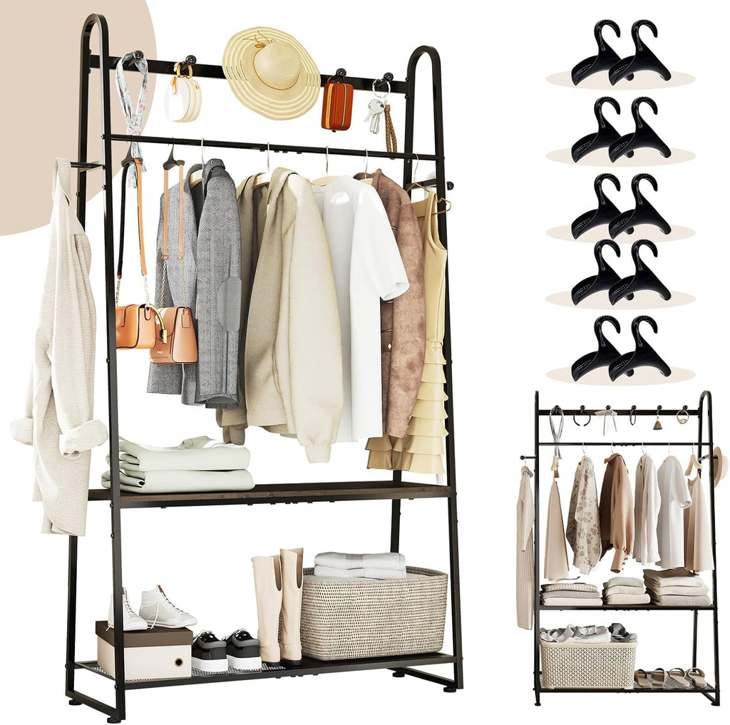 KAFAHOM Purse Organizer for Closet, Heavy Duty Coat Rack freestanding for Entryway, Oversized Bag Shelf, Purse Holder for Hanging Strap Handbags, Clothing, Ideal Storage for Small Space Solution