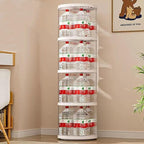 Rotating Bookshelf Tower, 360-Degree Rotating Bookshelves, Small-Space Corner Spinning Bookshelf, Revolving Bookcase Suitable for Bedrooms, Living Rooms, Studies and Offices (Round，White