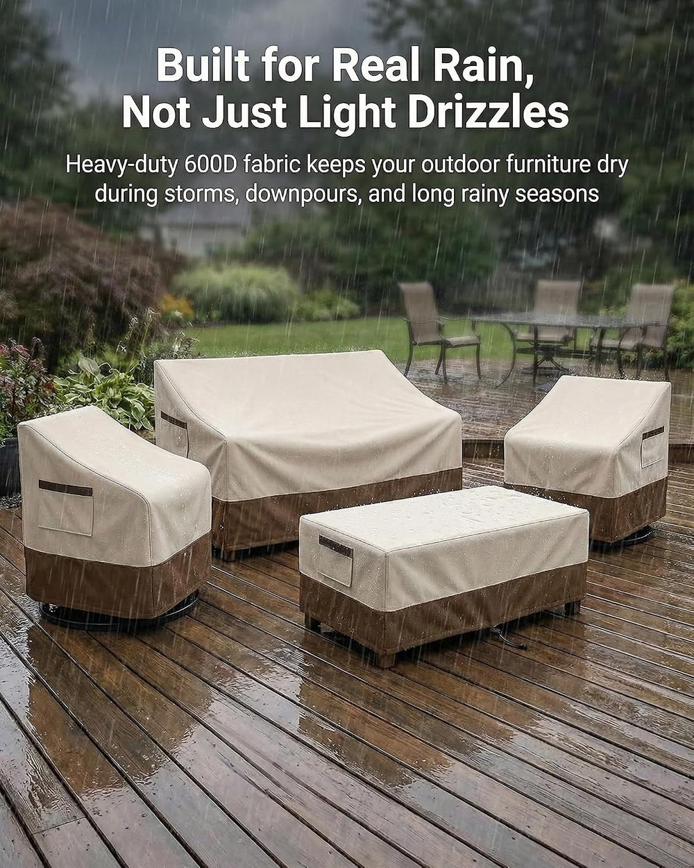 4-Piece Patio Furniture Cover Set, Waterproof Outdoor Furniture Covers for 3-...