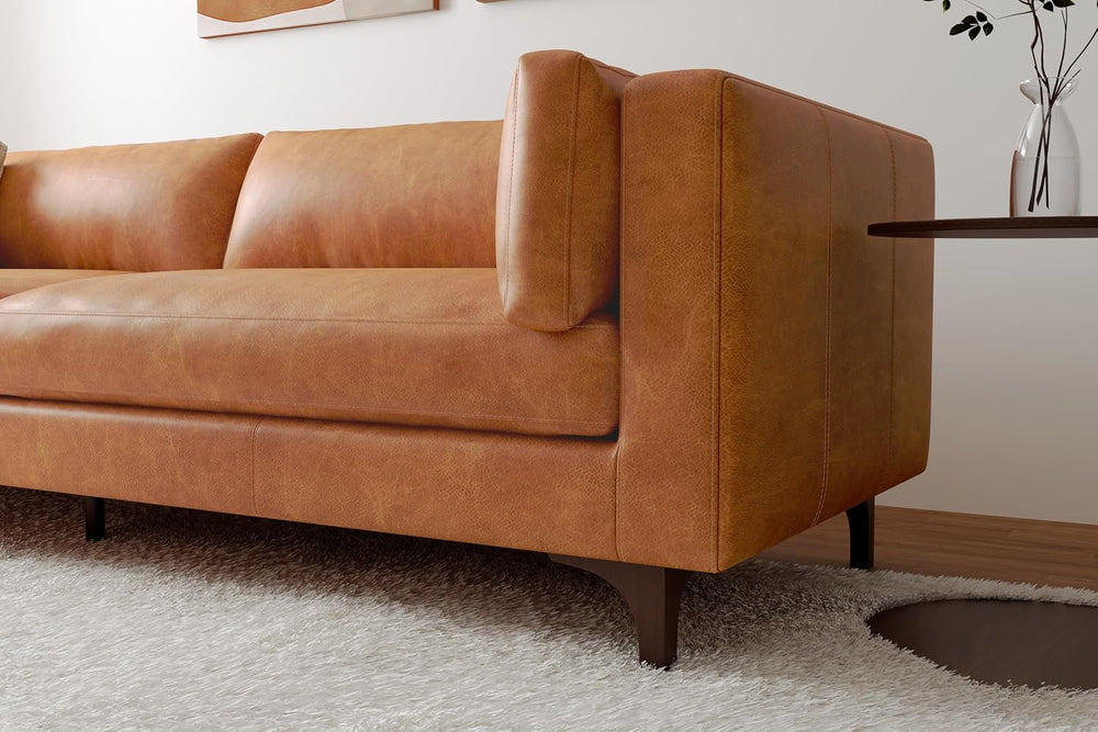 Valencia Mary Leather Couch 93" | Top Grain Nappa 11000 Leather Wide Sea...
