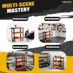 Stainless Steel Tool Cart, Heavy-Duty 3-Tier Alloy Steel Utility Cart with Screwdriver Holder & 4 Wheels (2 Locking Casters), 500LB Capacity for Garage, Workshop Tool Storage