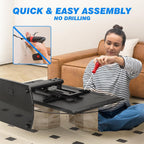 Rfiver Universal Swivel TV Stand for 27-50 55 60 Inch TVs, Height Adjustable Table Top TV Stand Mount Hold up to 88 lbs, Pedestal TV Stands with Tempered Glass Base, Replacement TV Mount Stand