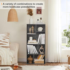 VECELO 42 Inch High Bookcase, 4-Tier Modern Storage Cabinet with Height Difference Shelves for Standard Textbooks, Floor Standing Display, 7 Cubes, Horizontal Avaiable, Easy Assembly, Grey