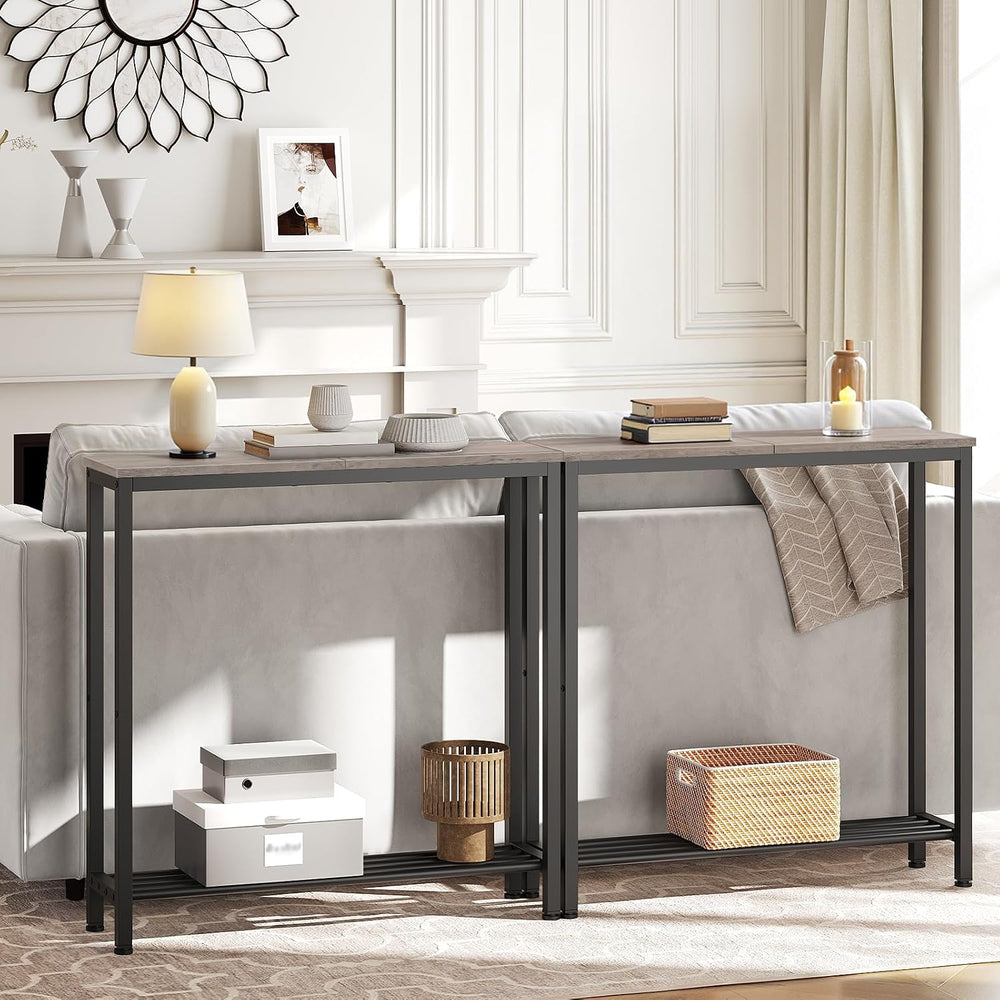 YATINEY Narrow Console Table, 2-Tier Small Sofa Table, 29.5" Thin Entryw...