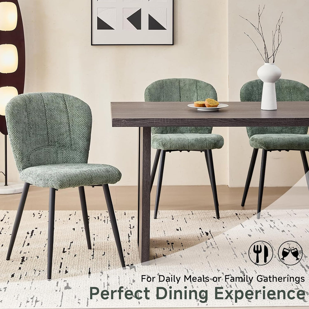 Green Chenille Dining Chairs Set of 4 Accent Chair for Kitchen | Modern Uphol...