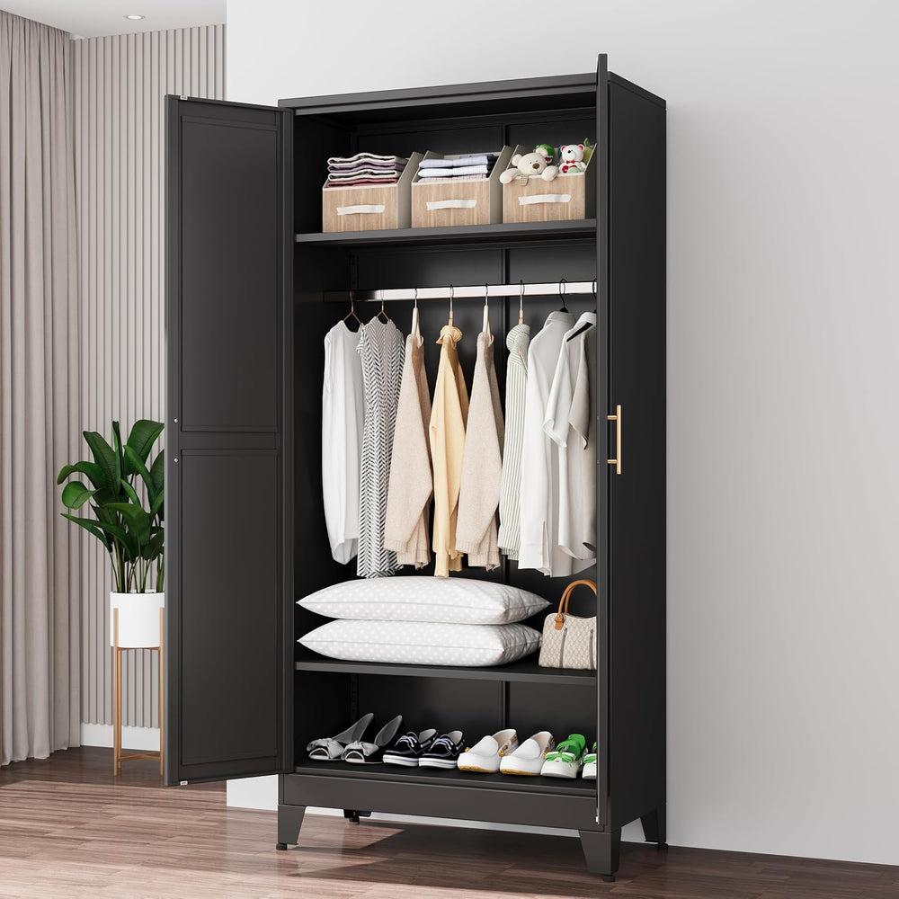 Ckzbx 71" H Metal Armoire Wardrobe Closet, Adjustable Shelve, Clothes Dr...