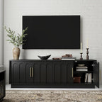 TV Stand for 75 Inch TV, 67" Entertainment Center with Arched Design, Minimalist Media Console with Adjustable Shelves, Modern TV Stand for Living Room Bedroom, Black