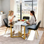 Brage Living Dining Chairs Set of 2, PU Leather Modern Armless Kitchen Dining Room Chairs, Upholstered Accent Side Chairs with Metal Legs (Black, Gold Legs)