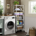 Small 6 Tier Shelf Storage Wire Shelving Unit Metal Shelves Adjustable Organizers Storage Shelving with Wheels for Bathroom Laundry Room Kitchen Pantry12”D x 18”W x 61.6”H White