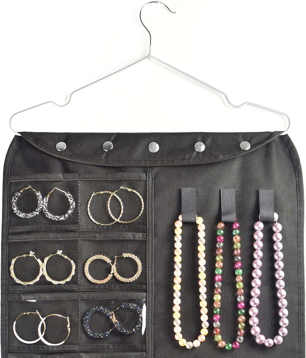 BB Brotrade Hanging Jewelry Organizer,Accessories Organizer,56 Pocket Organizer for Holding Jewelries (Black-56 Pockets)