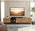 Modern 76.8" TV Stand for TVs Up to 80", Wooden Entertainment Center with 3 Cabinets & Open Shelves, Media Console with Storage for Living Room, Bedroom & Entertainment Spaces