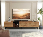 Modern 76.8" TV Stand for TVs Up to 80", Wooden Entertainment Center with 3 Cabinets & Open Shelves, Media Console with Storage for Living Room, Bedroom & Entertainment Spaces