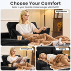 ovios 67'' Chaise Lounge Chair Indoor, Oversized Upholstered Boneless Sofa Bed with Cup Holders, Deep Seat Sleeper Couch, Plush Cloud Sofas Couches for Living Room (Faux Fur, Black)