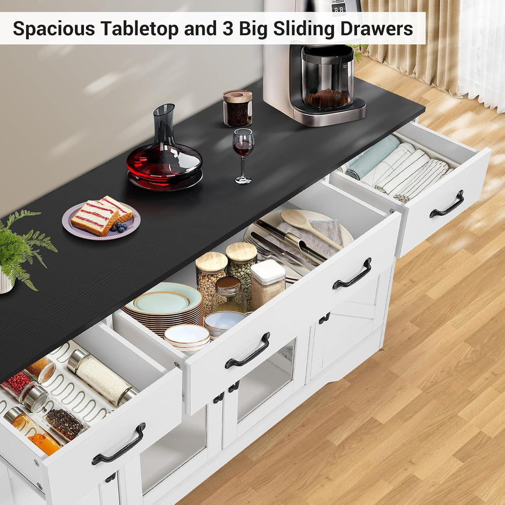 Homdox 55" Buffet Cabinet with Storage, Modern Farmhouse Sideboard with ...